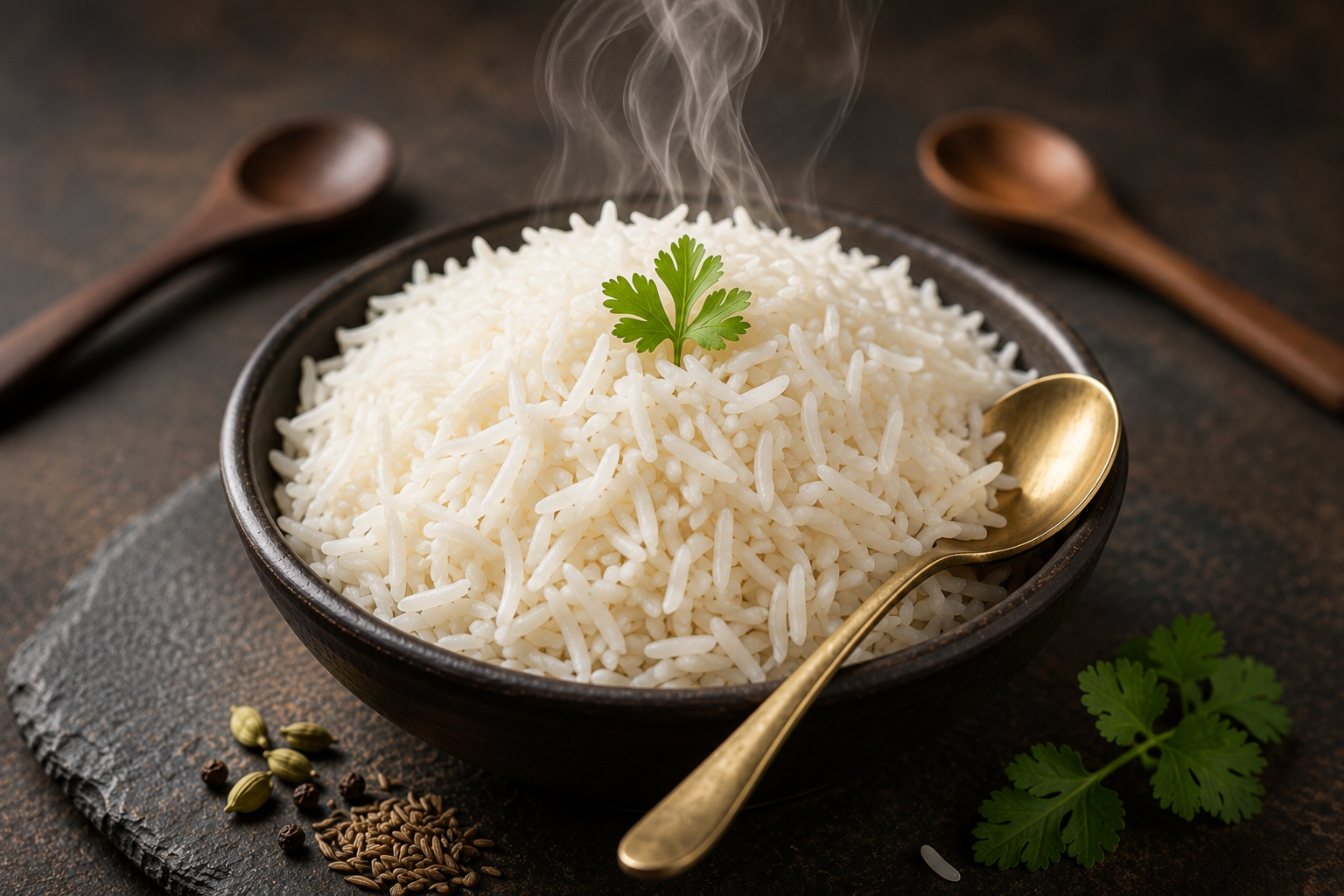Basmati rice grains macro photograph