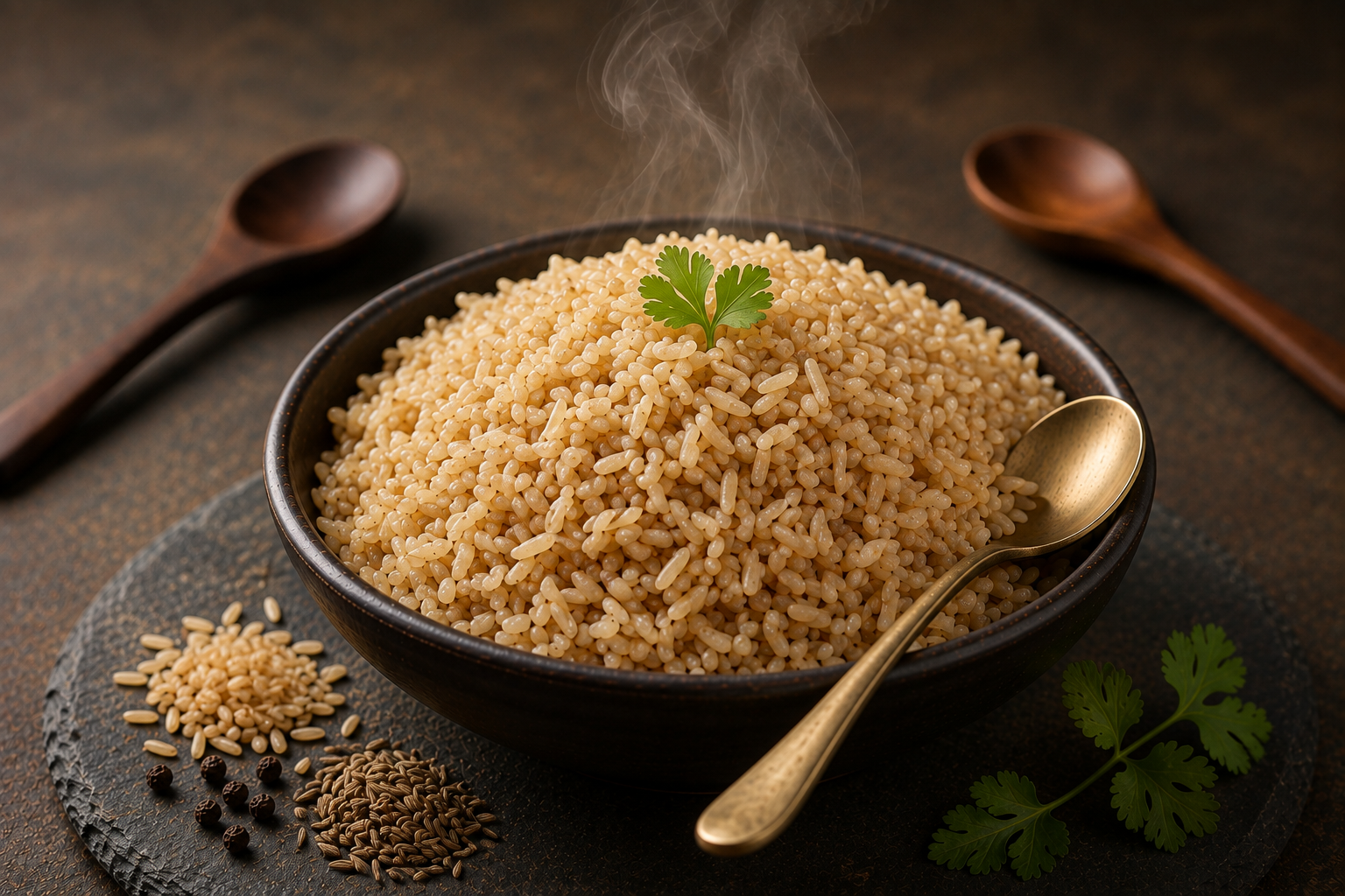 Brown rice unpolished grains