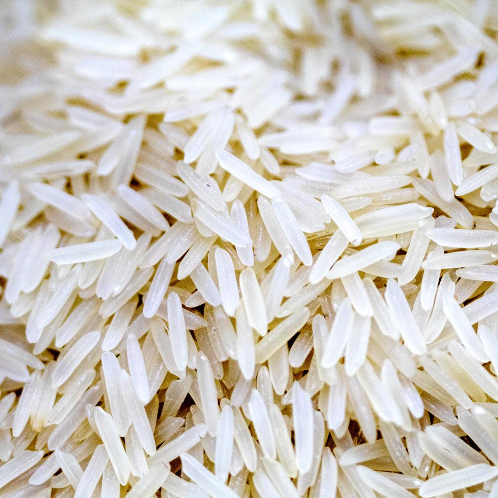 Basmati rice grains close-up