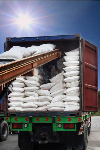 A shipment of rice ready for export